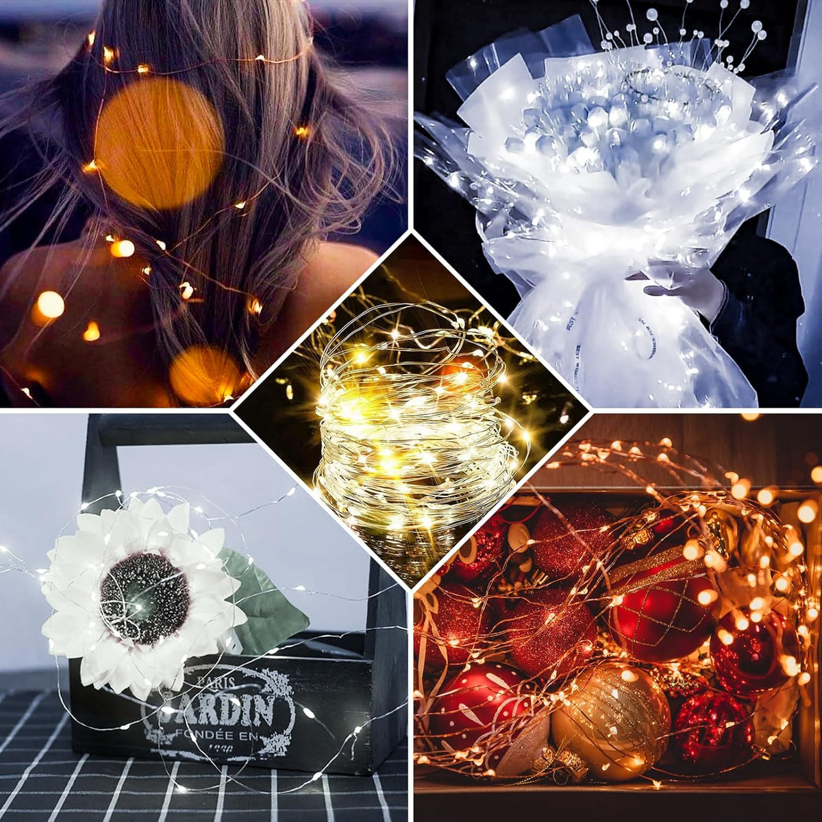 Skiennix 100 Pack Fairy Lights - 7Ft 20 LED Twinkle String Lights | Battery Operated, Waterproof, Warm White for Weddings & Parties
