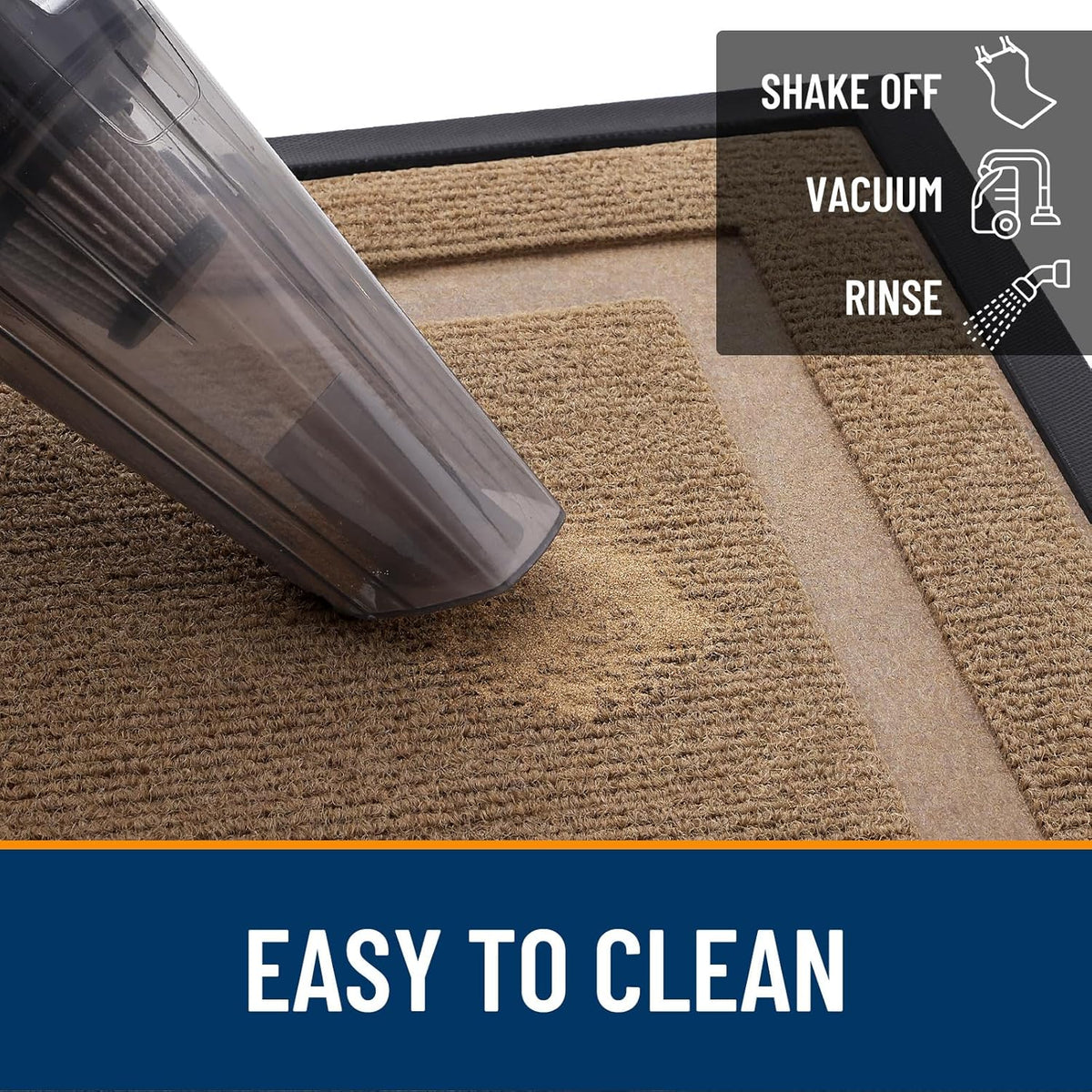 OLANLY Indoor Outdoor Front Door Mat - Waterproof All-Season Doormat, Sturdy Rubber, 47x32, Light Brown