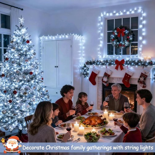 JMEXSUSS 66ft 200 LED White Christmas Lights - Connectable Twinkle String Lights for Indoor/Outdoor Decor