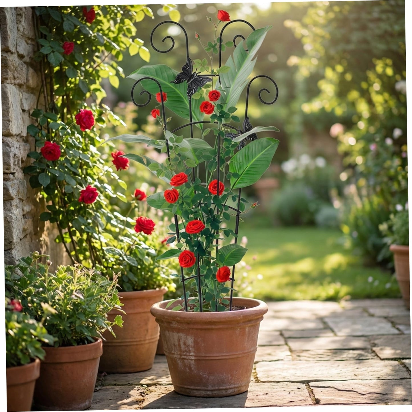 Xoeryoy 2 Pack Trellis for Potted Plants, 30 Inch Tall Butterfly Indoor Plant Trellis, Expandable & Rust-Resistant Metal Climbing Support for Vines, Indoor Outdoor Garden