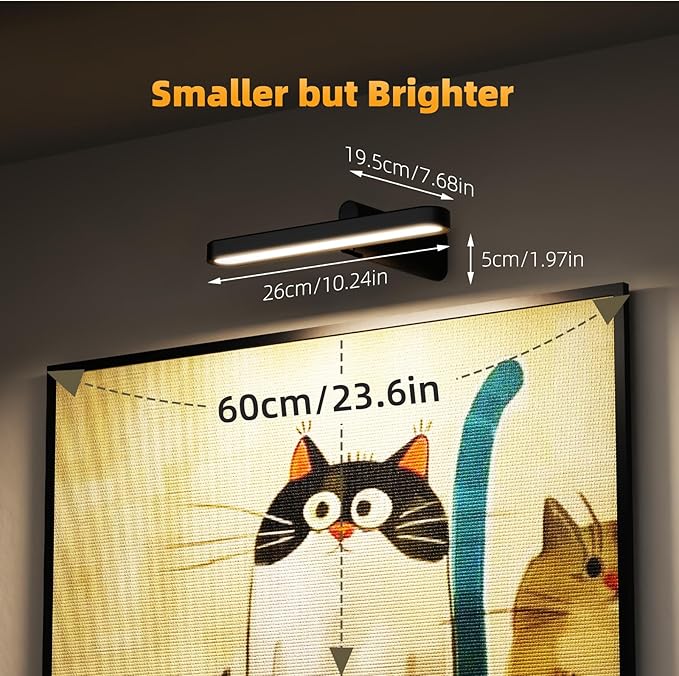 Battery Operated Wireless Picture Light，Rechargeable 10.24inch Mini Painting Display Light,Remote Control Wall Lights with Three Modes and Timing for Art Frame 1 Pack (1)