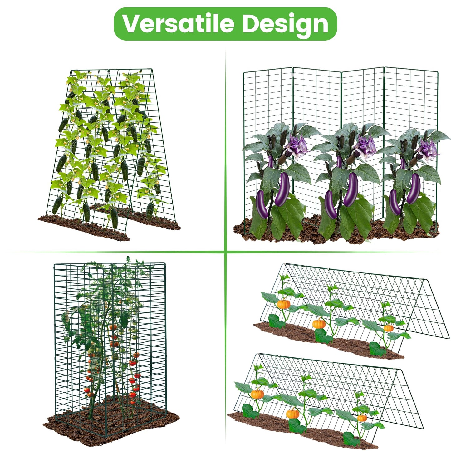 Toriexon Foldable Cucumber Trellis - 2 Pack, 48" L x 34" W A-Frame Trellis, Climbing Plants Support Raised Bed Trellis with Twist Ties & Plant Bags for Outdoor Yards Gardens