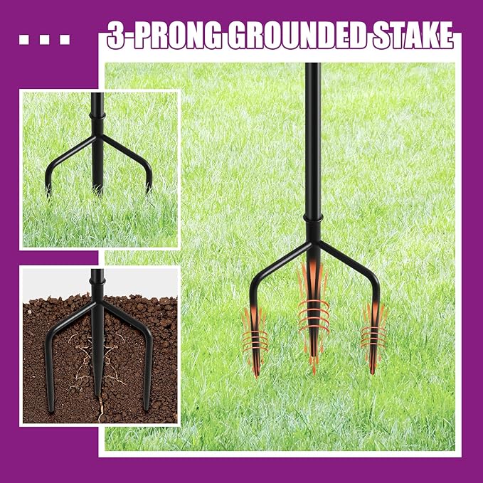 1 Pack Home Garden Torch , Outdoor Metal Torch Garden Décor ,55-Inch Upgraded Citronella Torches with 3-Prong Grounded Stake , Metal Light Torches for Party Patio Pathway (More Stable)