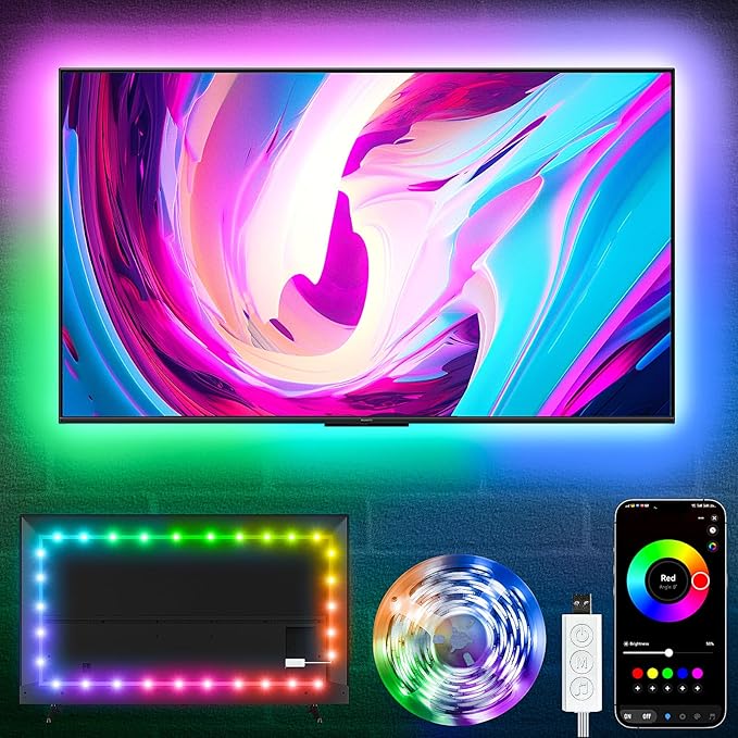 KSIPZE LED Lights for TV, 13.1ft TV led Backlight for 40-55Inch TVs RGB TV Backlight Behind Music Sync Bluetooth APP & Button Control TV LED Strip Lights USB Powered for Bedroom/Gaming
