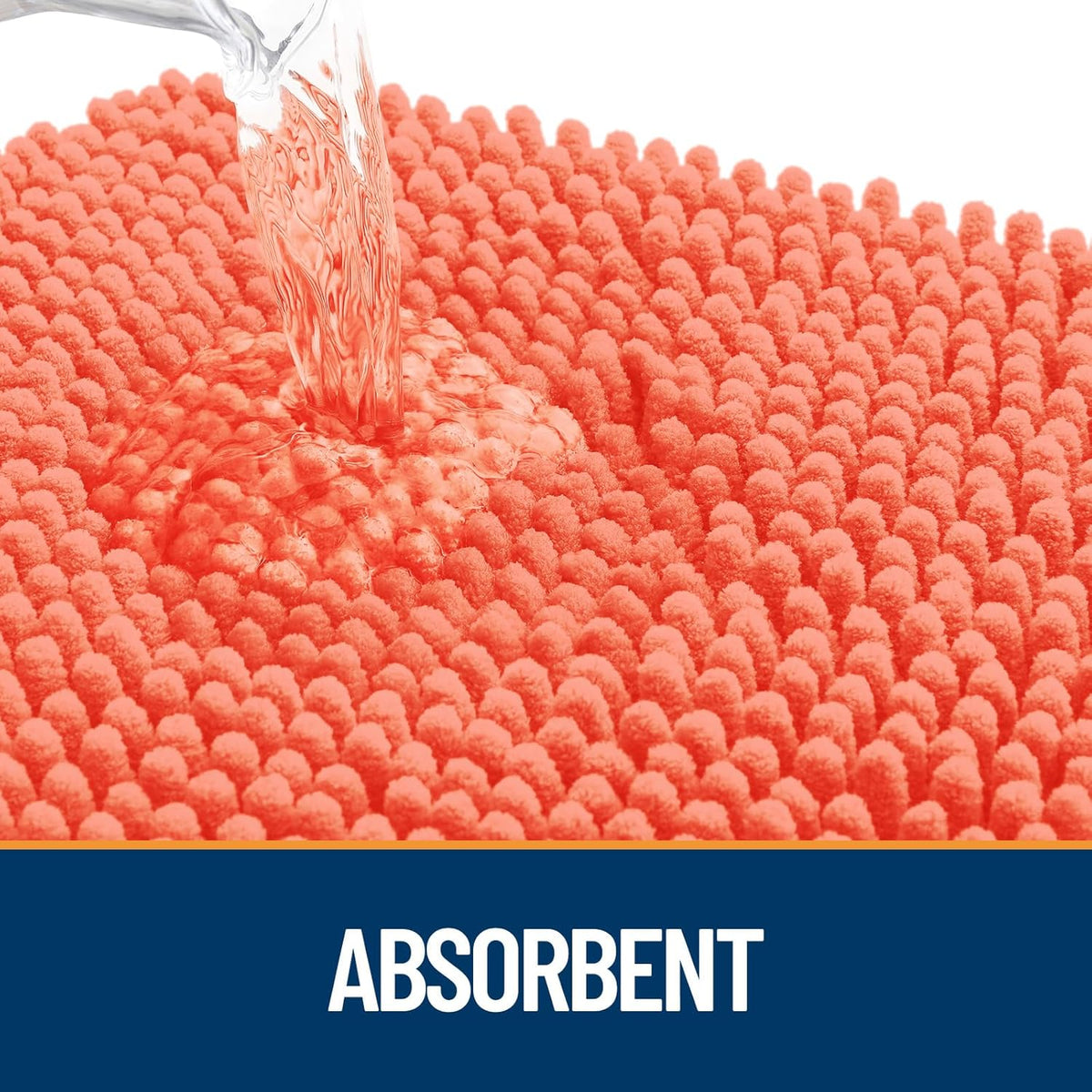 OLANLY Dog Door Mat - Absorbent Non-Slip Chenille Mat for Muddy Paws | 35x24 Coral Indoor Carpet