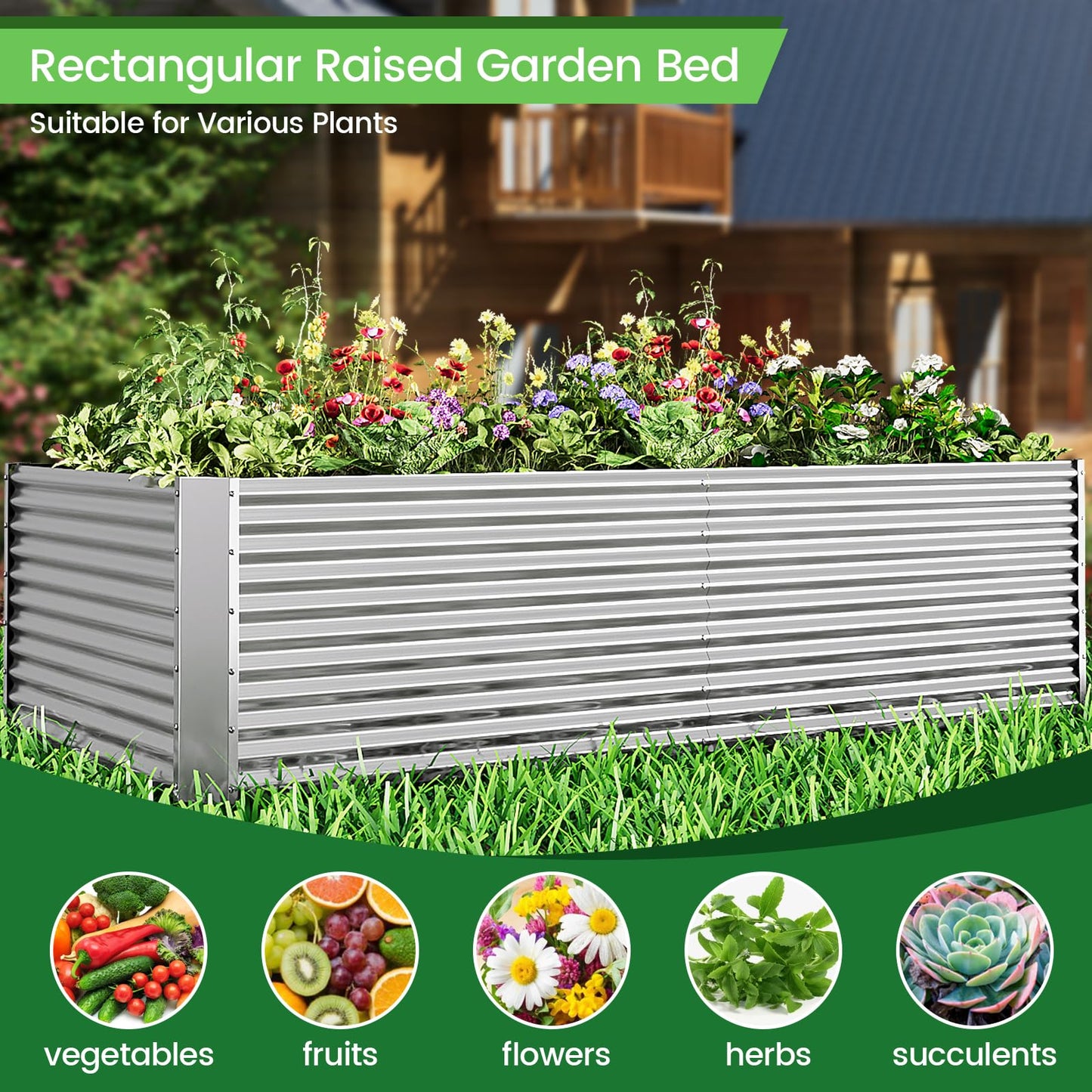 FRIZIONE 2pcs Tall Galvanized Raised Garden Bed Outdoor,Steel Garden Bed for Vegetables,Above Ground Garden Box for Flower,Metal Raised Beds for Gardening - 6x3ft