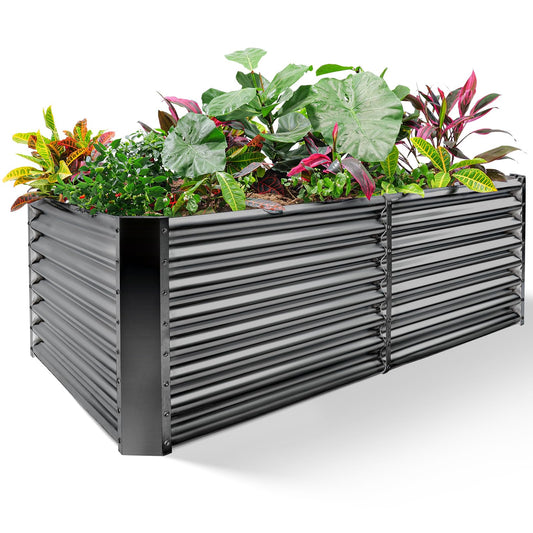 Land Guard 8×4×2 ft Galvanized Raised Garden Bed Kit, Galvanized Planter Raised Garden Boxes Outdoor, Large Metal Raised Garden Beds for Vegetables(Grey)…