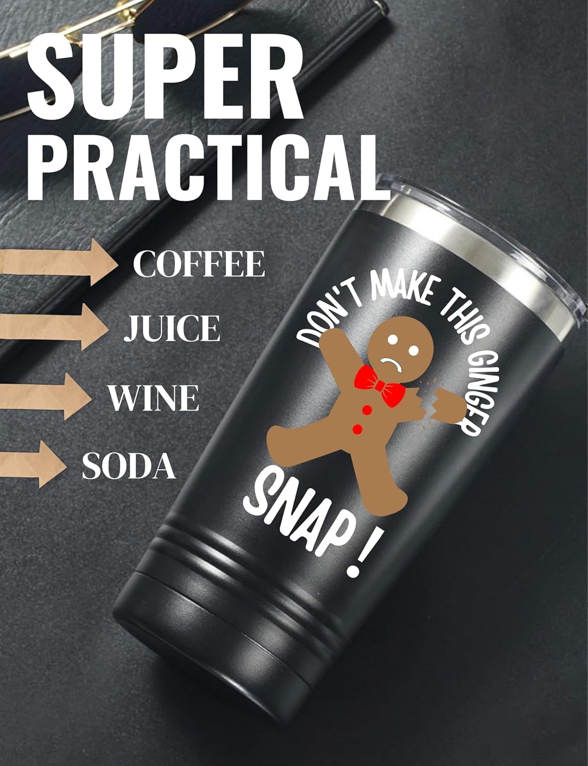 Onebttl Stainless Steel Insulated Tumbler - Funny Gingerbread Gift for Birthdays & Christmas | 20oz