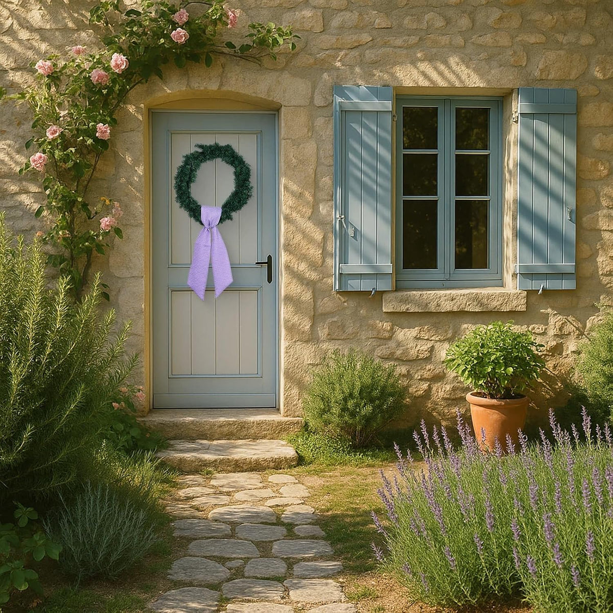 Purple Gingham Bow Set by [Brand Name] - Elegant 2-Pack Door Decoration | 5.12" Wide x 54.33" Long