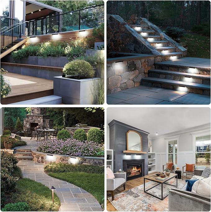 4inch 1.8W 12V AC/DC Low Voltage Landscape Lighting,5000K Daylight White Retaining Wall Light,Hardscape Lighting Paver Light,50,000 Hours Lifespan Outdoor Step Light,8Packs-Black