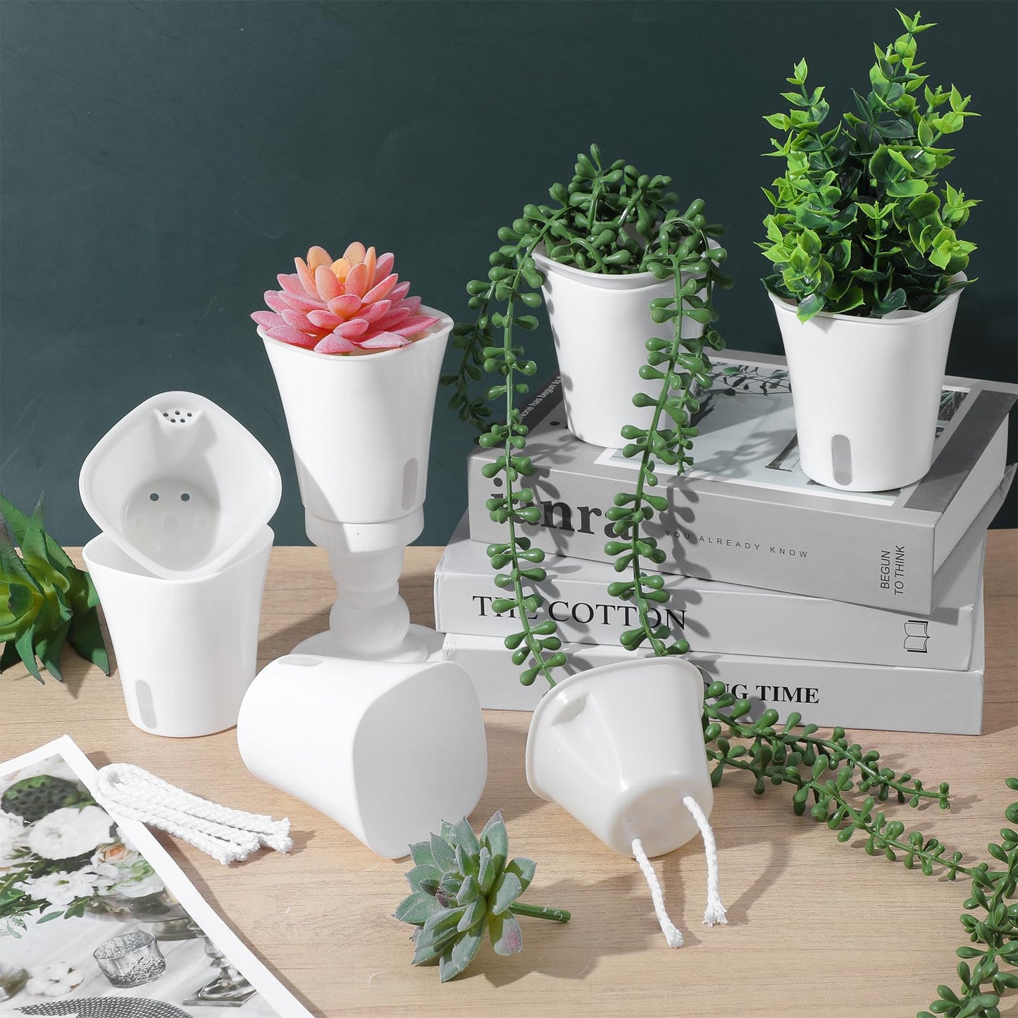 PercyEffie 20 Pack 3 Inch Self Watering Pots for Indoor Plants Small White Plastic Planter Garden Hydroponic Flower Pots with Level Indicator Vents for House Plants, Flowers Violets Ocean Spider Plant