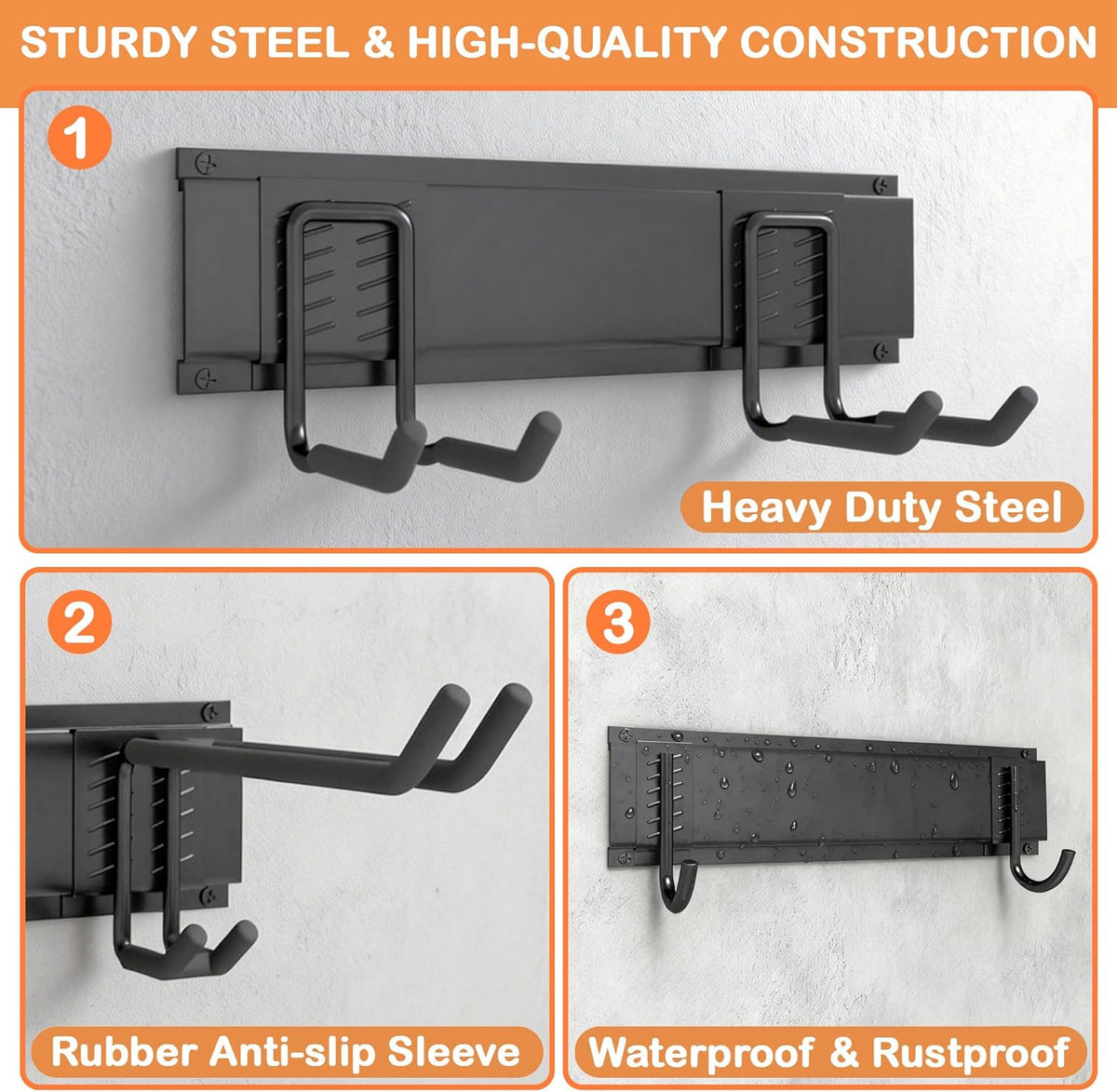 Ultrawall Garden Tool Organizer - 48 Inch Heavy Duty Wall Mount for Tools | 400lb Capacity