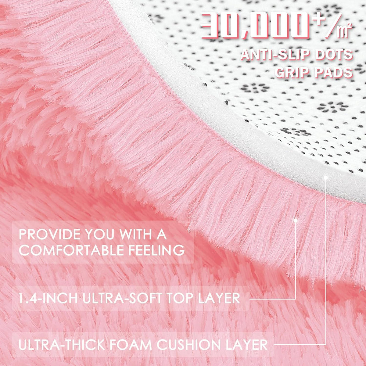 OLANLY Large Area Rug - Soft Fluffy Shaggy Carpet for Living Room & Bedroom | 5x8, Pink