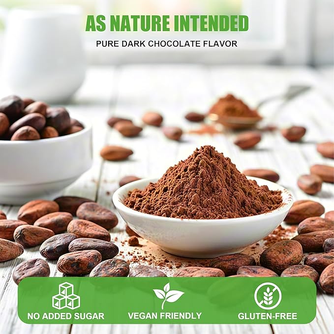 226g/2pack, Organic Cacao Powder - Unsweetened Dark Cocoa for Baking & Healthy Desserts, Rich Chocolate Flavor, Non-GMO, Vegan Certified, Gluten-Free, Keto Friendly