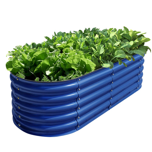 OLLE Galvanized Raised Garden Beds, 12-in-1 Metal Outdoor Plant Boxes for Vegetables, Cobalt Blue 17" Tall