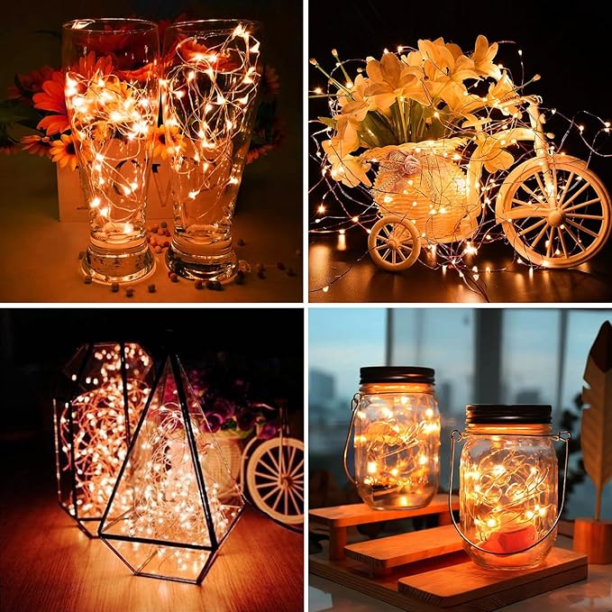 ZGWJ 6 Pack Fairy Lights Battery Operated with Remote, 7ft 20 LED Mini Fairy String Lights with Timer 8 Lighting Modes Waterproof for Halloween Christmas Tree DIY, Parties, Bedroom Decorations Orange
