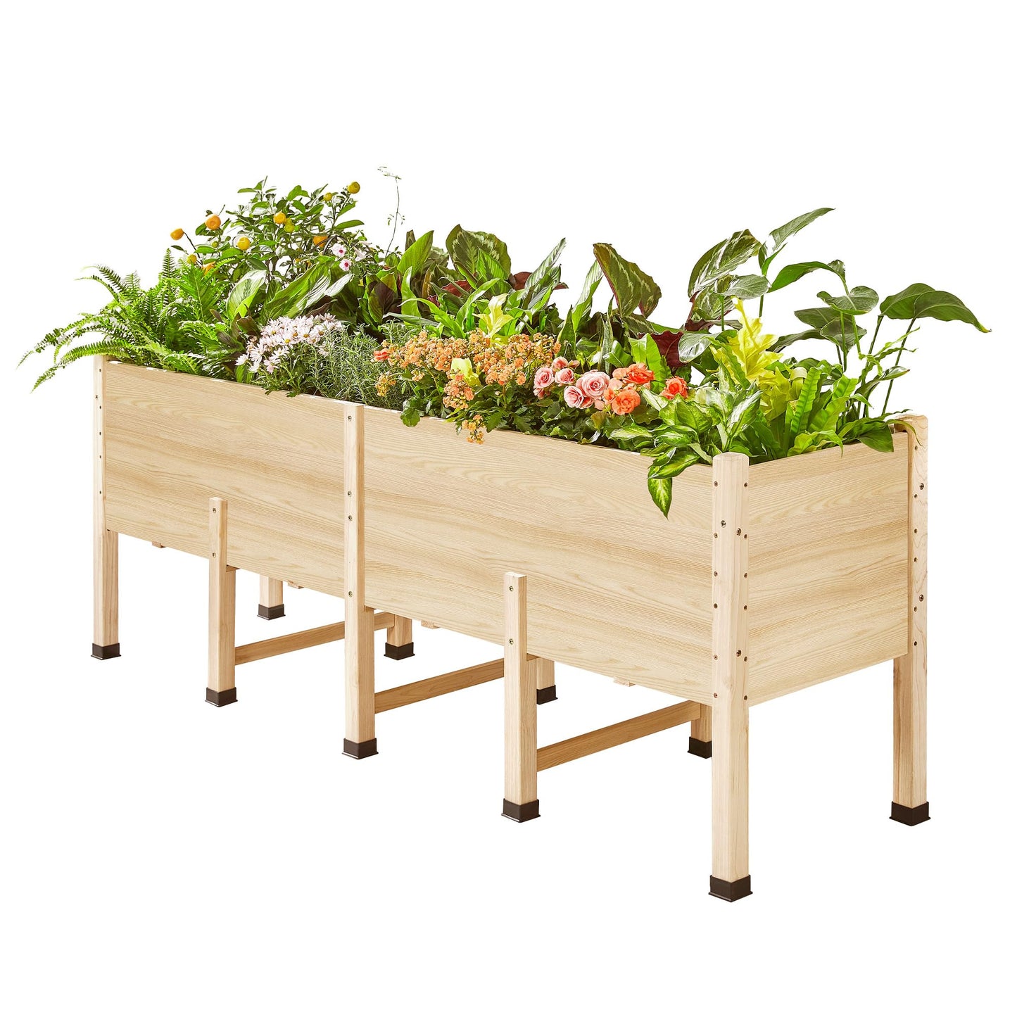 SPECRAFT 7x2 Ft Wooden Raised Garden Bed with Legs - 15 Inch Deepth Elevated Planter Box for Deep-Rooted Plants, Ideal for Patio, Easy Assembly