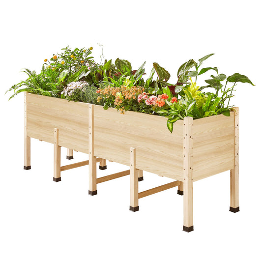 SPECRAFT 7x2 Ft Wooden Raised Garden Bed with Legs - 15 Inch Deepth Elevated Planter Box for Deep-Rooted Plants, Ideal for Patio, Easy Assembly