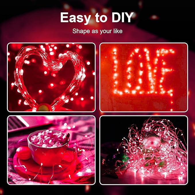 ZGWJ Fairy Lights Battery Operated, 24 Pack Red Mini String Lights 20 LED 7FT Mason Jar Lights 3 Lighting Mode for Bedroom, Halloween, Christmas, Party Indoor and Outdoor Decoration