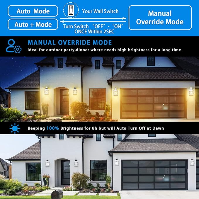 Motion Sensor Outdoor Lights, Upgrade Dusk to Dawn Wall Sconce Lantern, Exterior Light Fixtures Outside Lights for House Front Porch Garage Patio(White)