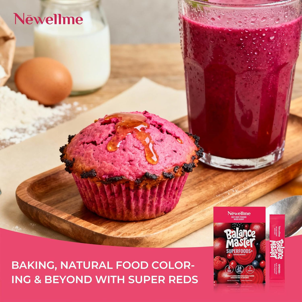 Newellme Balance Master Organic Raw Beet Root Powder - Superfood for Heart Health & Energy | 42 Sugar-Free Stick Packs