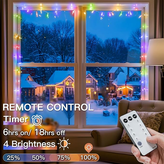 suddus Connectable Christmas Lights with Remote, Multicolor String Lights with Timer, 66ft 200 Led Fairy Lights Plug in for Xmas Tree, Bedroom, Dorm, Yard, Garden, Party, Indoor, Outdoor Decorations