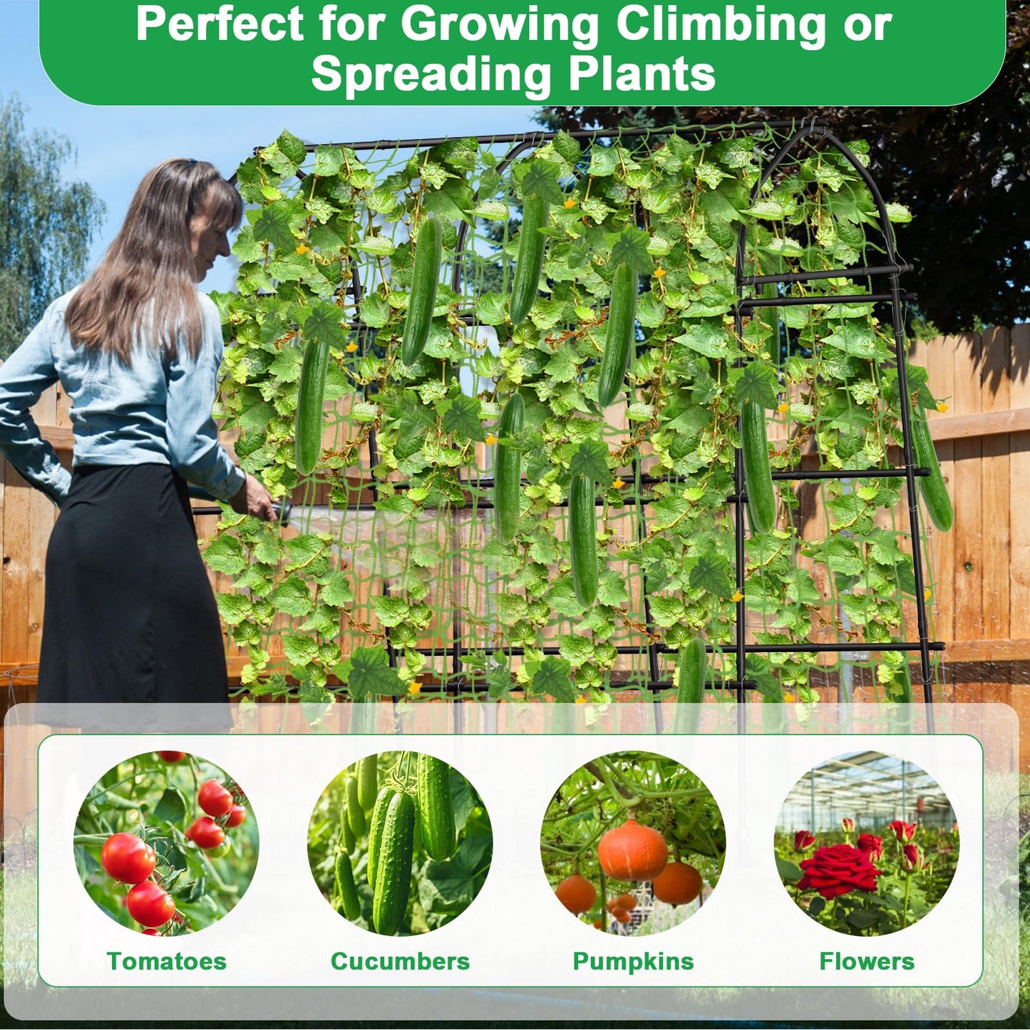 Garden Arch Trellis for Climbing Plants Outdoor, 7ft Extra Tall Metal Walkway Trellis Cucumber Arch Trellis Archway Arbor Tunnel Large Trellis for Climbing Vines Vegetable Grape Garden Raise Bed
