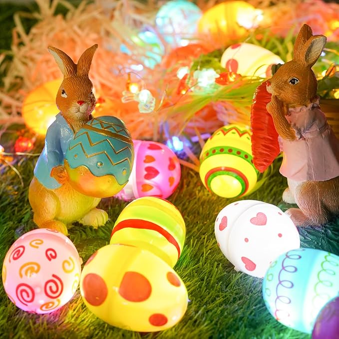 24 Pack 7Ft Fairy Lights with Easter Egg, Battery Operated 20 LED Easter Lights String 3 Mode for Outdoor Bedroom Home Spring Themed Decor