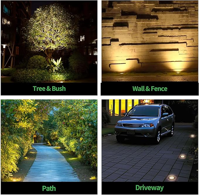 Landscape Well Lights, LED Low Voltage Ground Lights Outdoor, 12V IP67 Waterproof, Bright Wired Aluminum ORB for Driveway Walkway Path Tree 6W 580LM