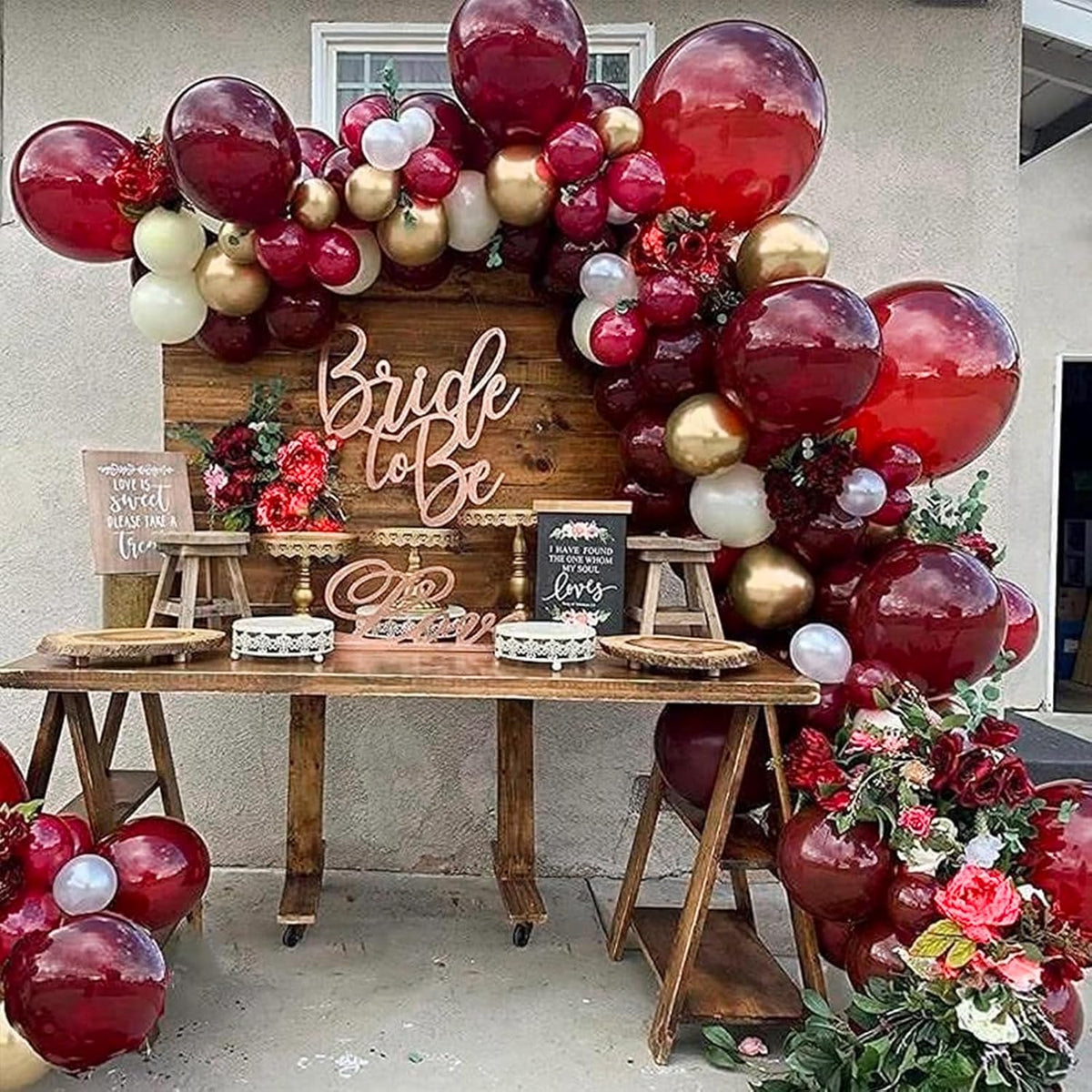 PartyWoo Burgundy Balloons - 140-Piece Dark Chestnut Red Balloon Arch Kit | Various Sizes for Celebrations