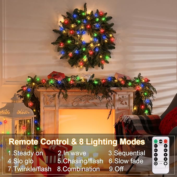 ZAIYW 4 Pack Fairy Lights Battery Operated, 16.5Ft 50LED Fairy Light with Remote Control Timer 8 Modes Twinkle Christmas String Lights for Indoor Outdoor Wreath Tree Party Gift Decor (Multicolor)