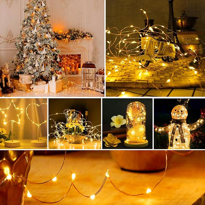 ZGWJ Fairy Lights Battery Operated, 12 Pack Warm White Twinkle String Lights 20 LED 7FT Waterproof for Bedroom Decor, Halloween, Christmas, Party Indoor and Outdoor Decoration