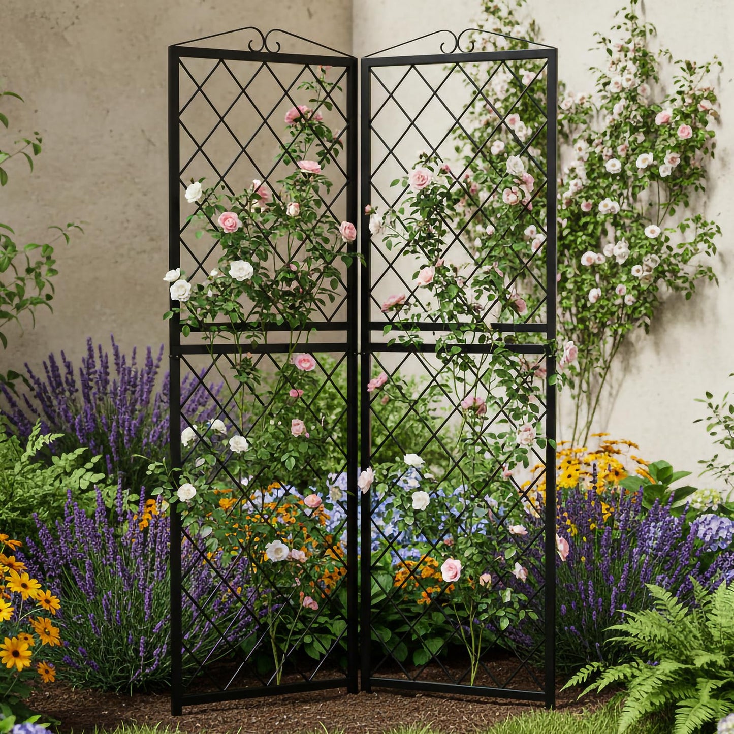 2 Pack 71 Inch Metal Garden Trellis for Climbing Plants, Thickened Square Tube Metal Garden Trellis for Vines Plant Rose Vegetable Support,Large Decorative Outdoor Trellis