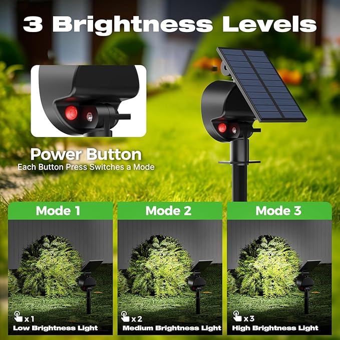 nipify 6 Pack Solar Spot Lights Outdoor Waterproof with 3 Modes, Solar Spotlight Light for Outside Yard Landscape Lighting Pathway Lights Wall,Cool White