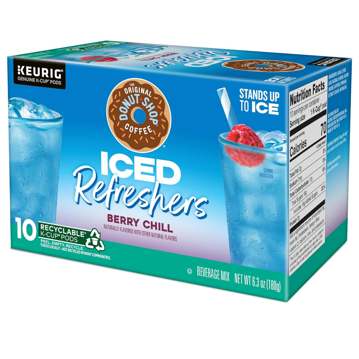 Original Donut Shop Iced Refreshers - Berry Chill Brew Over Ice K-Cup Pods | 60 Count (6 Packs of 10)