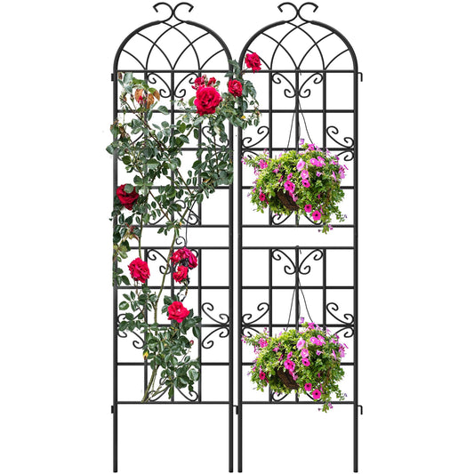 Ultym 2 Pack 87x20in Garden Trellises, Butterfly Black Metal Coated Rustproof Trellis for Climbing Plants Outdoor, Roses, Vegetables, Vines, Cucumbers