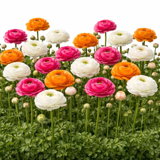 Easy to Grow Ranunculus Tecolote Spring Fever Collection 30 Plant Bulbs - Spring Orange Pink & White Blooms in Sun, Carlsbad Flower Fields, Great for Cutting