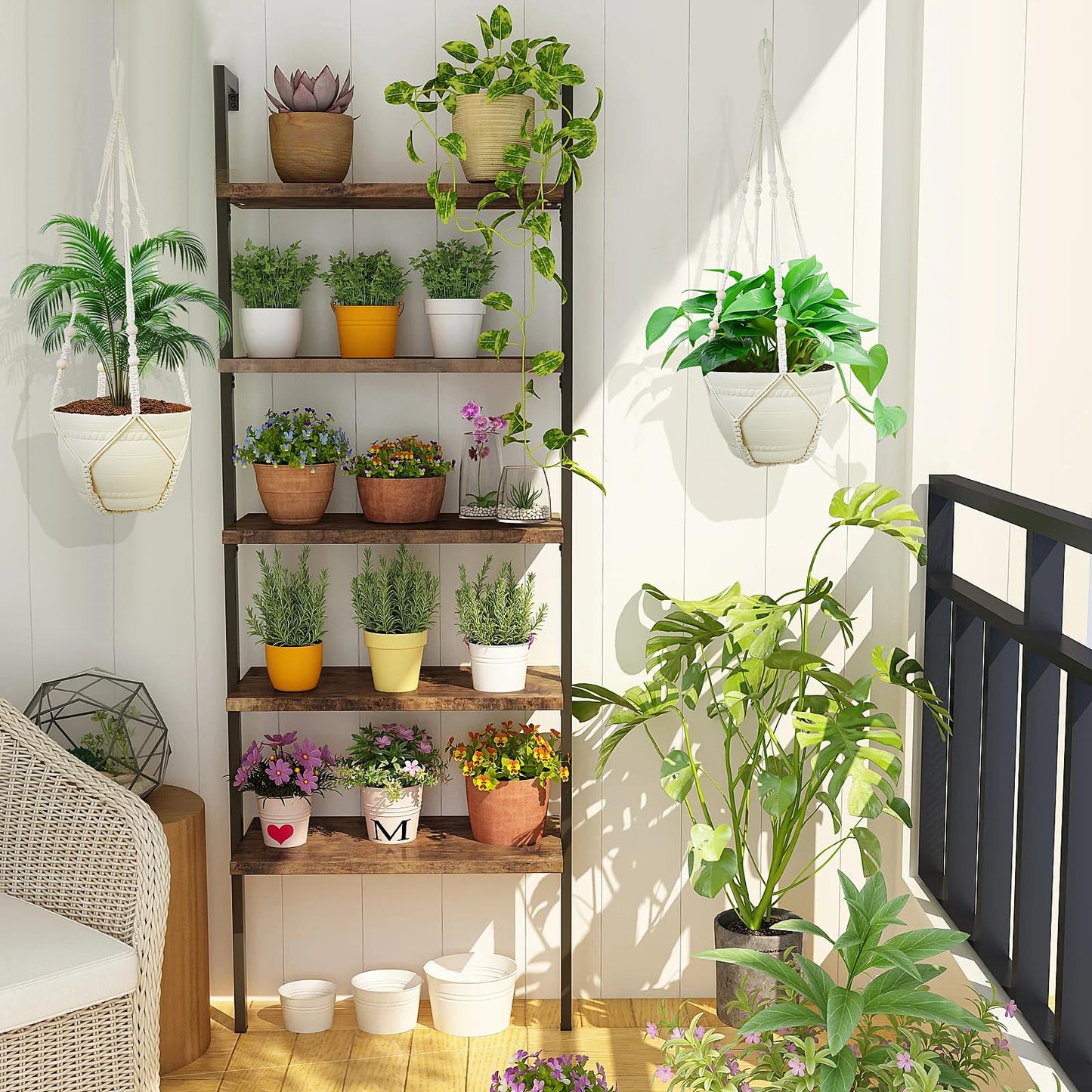 FGSAEOR Macrame Plant Holder Indoor Outdoor, Hanging 3-15 inch Pot, Bearing 20lb Planters, DIY Handmade Hanging Planter Basket, 35-Inch Extra Long Strong Boho Home Décor (2-Pack) (Ivory)