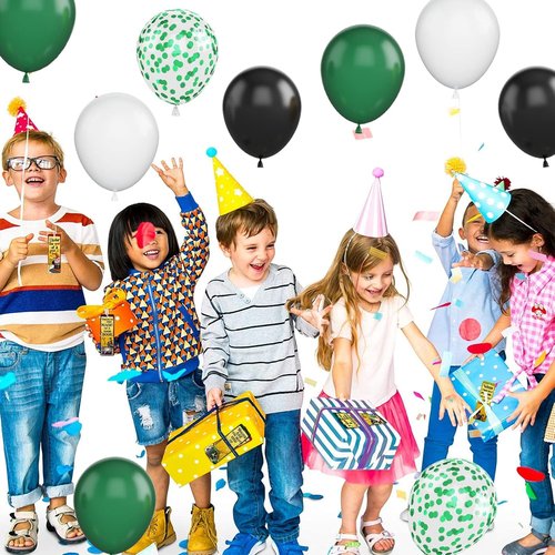 50Pcs Green & Black Balloons - 12 Inch Latex Balloons for Video Game & Football Theme Parties