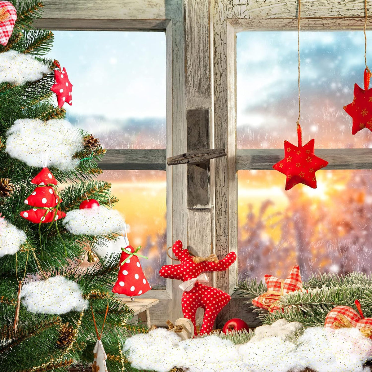 Sumind Winter Fake Snow Decoration - Fluffy Artificial Cotton Fiber for Christmas Crafts | Glitter Gold
