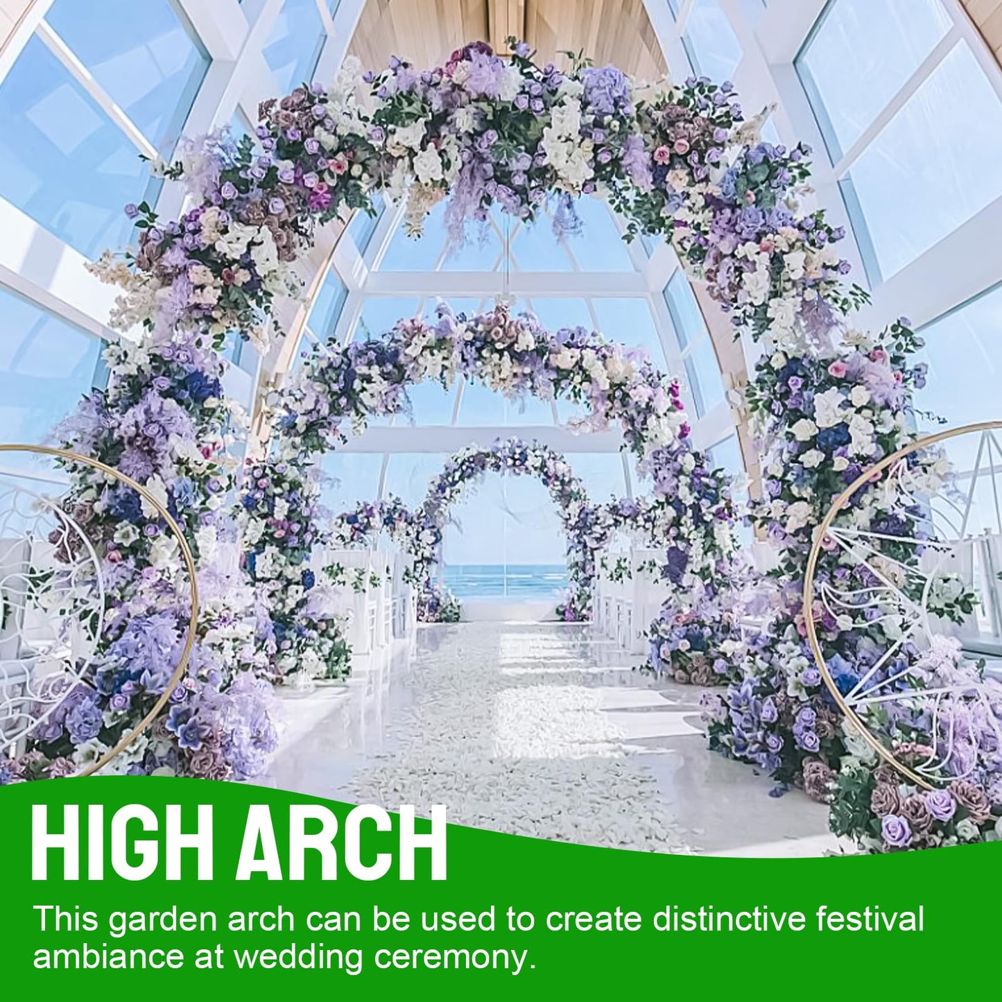 Metal Wide Garden Arch Trellis for Climbing Plants Roses Vines, 53" W x 86" H Wide Garden Archway Arbor Trellis for Lawn Wedding and Bridal Party Decoration