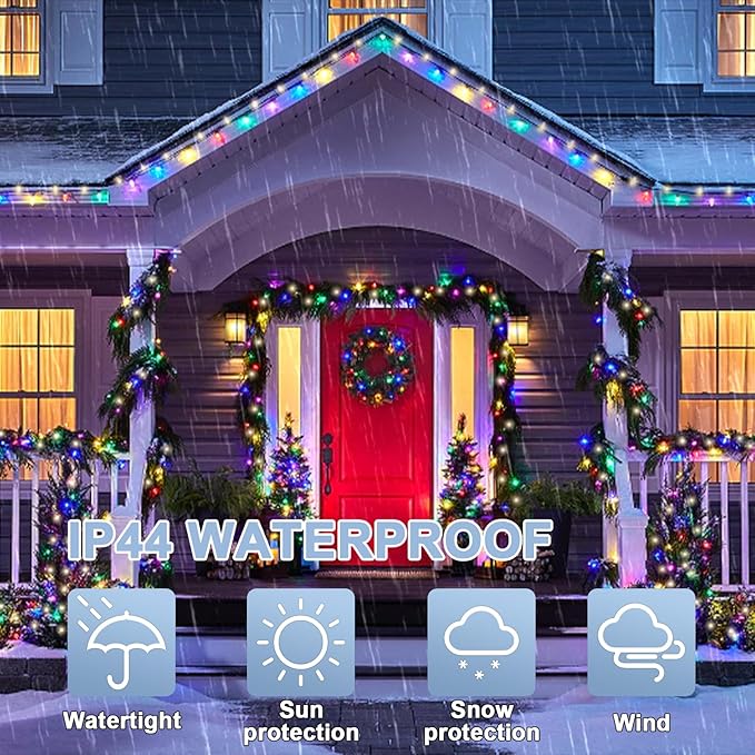 99ft Christmas Decorative Mini Lights, 300 LED Transparent Wire Fairy Starry String Light Plug in, 16Lighting Modes for Indoor Outdoor Xmas Tree Wedding Party Decoration (Warm White and Multicolor)