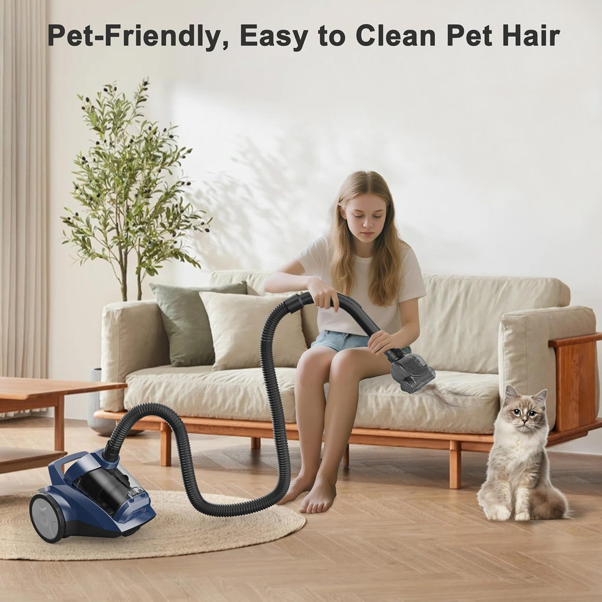 Sweepcent Canister Vacuum Cleaner - 45KPa Power Bagless Design | Lightweight Multi-Surface Vacuum with 5 Tools & 4.5QT Dust Cup