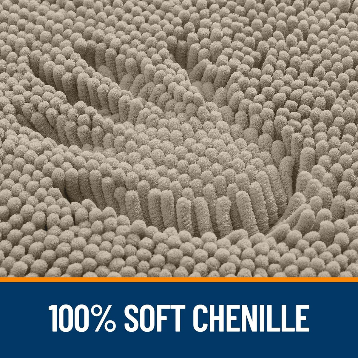 OLANLY Bathroom Runner Rugs - Soft Absorbent Chenille Bath Mats | Quick Dry, Machine Washable, 47x17" in Warm Taupe