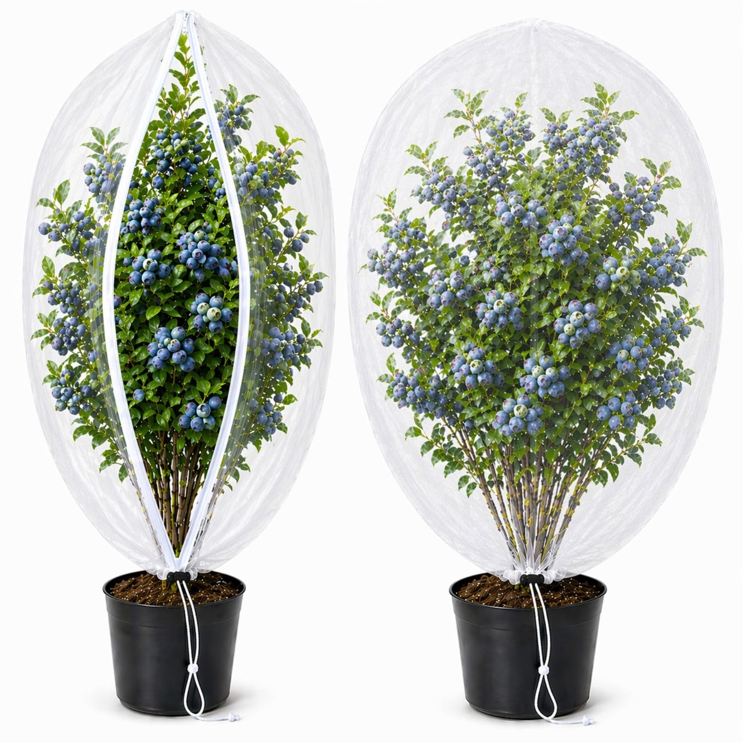 Homoda Fruit Tree Netting Cover with Zipper & Drawstring, 2 Packs 4ft x 4ft Insect Bird Barrier Netting for Garden Protection, Ultra Fine Mesh Garden Netting