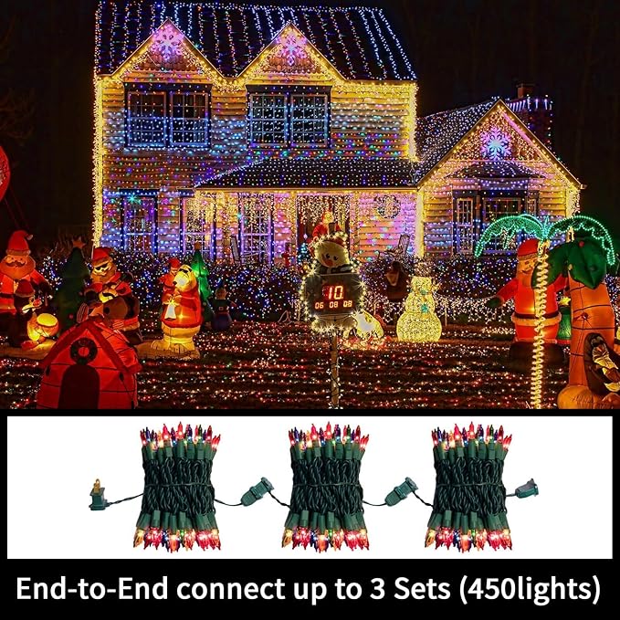 LAMPHOME Easter Decorations Mini String Lights, 150 Count 31.9Ft Pink & Multicolor Easter Lights, Plug in Waterproof Easter Lights for Indoor Outdoor Easter Garland, Tree, Party & Holiday Decor