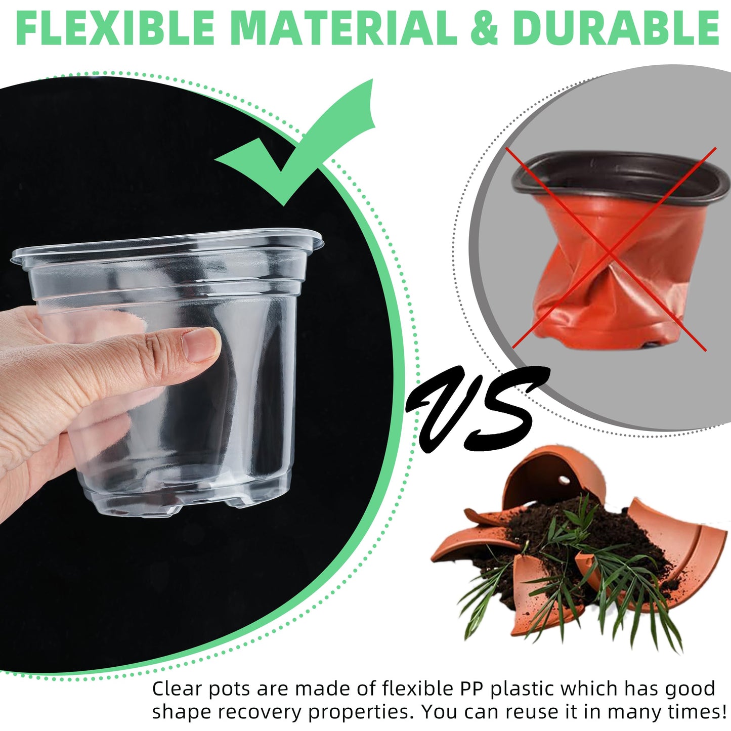 LOCONHA Small Plastic Plant Nursery Pot/Pots (36 Packs 5/4/3.5 Inch Plant Pot and 40 Plant Labels) Seedlings Flower Plant Container (Transparent) Seed Starting Pots Indoor Outdoor