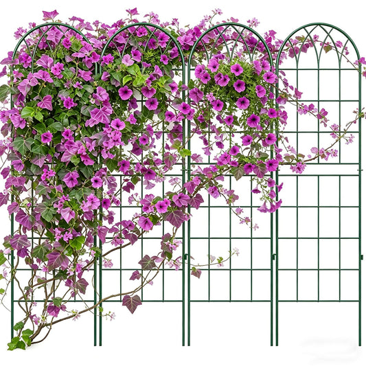 4 Pack Metal Garden Trellis for Climbing Plants,Green Metal Garden Trellis for Vines Plant Rose Vegetable Support,Large Decorative Outdoor Trellis