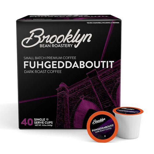 Brooklyn Beans Fuhgeddaboutit Gourmet Coffee Pods - Bold Dark Roast, 40 Count for Keurig 2.0