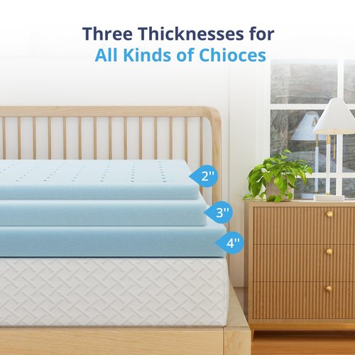 EGOHOME 2 Inch Queen Memory Foam Mattress Topper, Cooling Gel Infused & Pressure Relieving Pad in a Box, Dorm Room Essentials, CertiPUR Certified, Blue